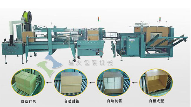 全自動紙箱包裝流水線整機(jī)展示